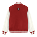 Varsity Jacket | Unisex Fit | 100% Cotton DTG | Ribbed Hems, Button Closure, Pockets | Unisex | Personalized | DTG | Modern | Positive Outlook | Everyday | Positive - back - Red - mockup 3