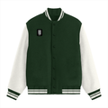 Varsity Jacket | Unisex Fit | 100% Cotton, 300 GSM | Button Closure, Front Pockets | Adults | Personalized | Embroidery | Modern | Positive Outlook | Everyday | Positive - right pocket - Bottle Green - mockup 2