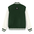 Varsity Jacket | Unisex Fit | 100% Cotton, 300 GSM | Button Closure, Front Pockets | Adults | Personalized | Embroidery | Modern | Positive Outlook | Everyday | Positive - back - Bottle Green - mockup 3