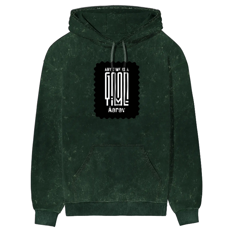 Acid Wash Hoodie | Unisex Regular Fit | 100% Super-Combed Cotton | 300 GSM, Pre-Shrunk, Ribbed Hems & Cuffs | Adults | Personalized | DTF | Modern | Positive Outlook | Everyday | Positive - front - mockup 1