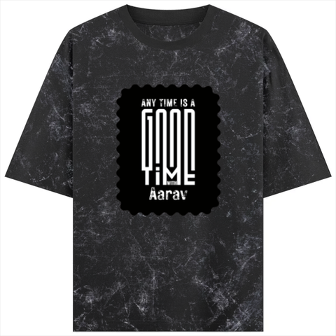 Acid Wash Oversized Tee | Unisex Relaxed Fit | 100% Super-Combed Cotton (240 GSM) DTF | Lycra Ribbed Neck, Pre-Shrunk | Adult | Personalized | DTF | Modern | Positive Outlook | Everyday | Positive - front - Black - mockup 1