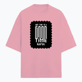 Terry Oversized Tee | Unisex | 260 GSM Terry Cotton Blend | DTG Printed | Ultra-Soft & Breathable | Personalized | DTG | Modern | Positive Outlook | Everyday | Positive - front - Flamingo - mockup 1