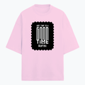 Terry Oversized Tee | Unisex | 260 GSM Terry Cotton Blend | DTG Printed | Ultra-Soft & Breathable | Personalized | DTG | Modern | Positive Outlook | Everyday | Positive - front - Light Baby Pink - mockup 1