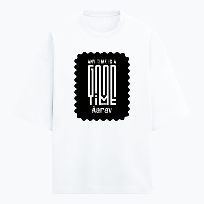 Terry Oversized Tee | Unisex | 260 GSM Terry Cotton Blend | DTG Printed | Ultra-Soft & Breathable | Personalized | DTG | Modern | Positive Outlook | Everyday | Positive - front - White - mockup 1