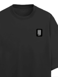 Terry Oversized Tee | Unisex | 260 GSM Terry Cotton Blend | DTG Printed | Ultra-Soft & Breathable | Personalized | DTG | Modern | Positive Outlook | Everyday | Positive - right pocket - Black - mockup 4