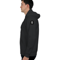 Zip Hoodie | Unisex Adult | 400 GSM Cotton Blend | Embroidery | Pouch Pocket & Full Zip | Personalized | Modern | Positive Outlook | Everyday | Positive - left sleeve - Black - mockup 4