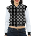 Women's Bomber Jacket | All-Over Print | Premium Poly Brushed Fleece | Ribbed Trim, Zipper Closure | Women | Personalized | Modern | Positive Outlook | Everyday | Positive - front - White - mockup 1