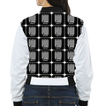 Women's Bomber Jacket | All-Over Print | Premium Poly Brushed Fleece | Ribbed Trim, Zipper Closure | Women | Personalized | Modern | Positive Outlook | Everyday | Positive - back - White - mockup 2