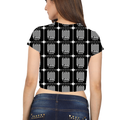 Female Womens Crop Top | Regular Fit | Spun Polyester AOP | Fade-Proof & Comfortable | Women's | Personalized | Modern | Positive Outlook | Everyday | Positive - back - White - mockup 2