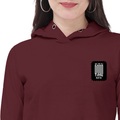 Women's Cropped Hoodie | Regular Fit | 320 GSM Bio-Washed Cotton Blend | Embroidery | Durable Seams | Personalized | Modern | Positive Outlook | Everyday | Positive - left pocket - Maroon - mockup 3