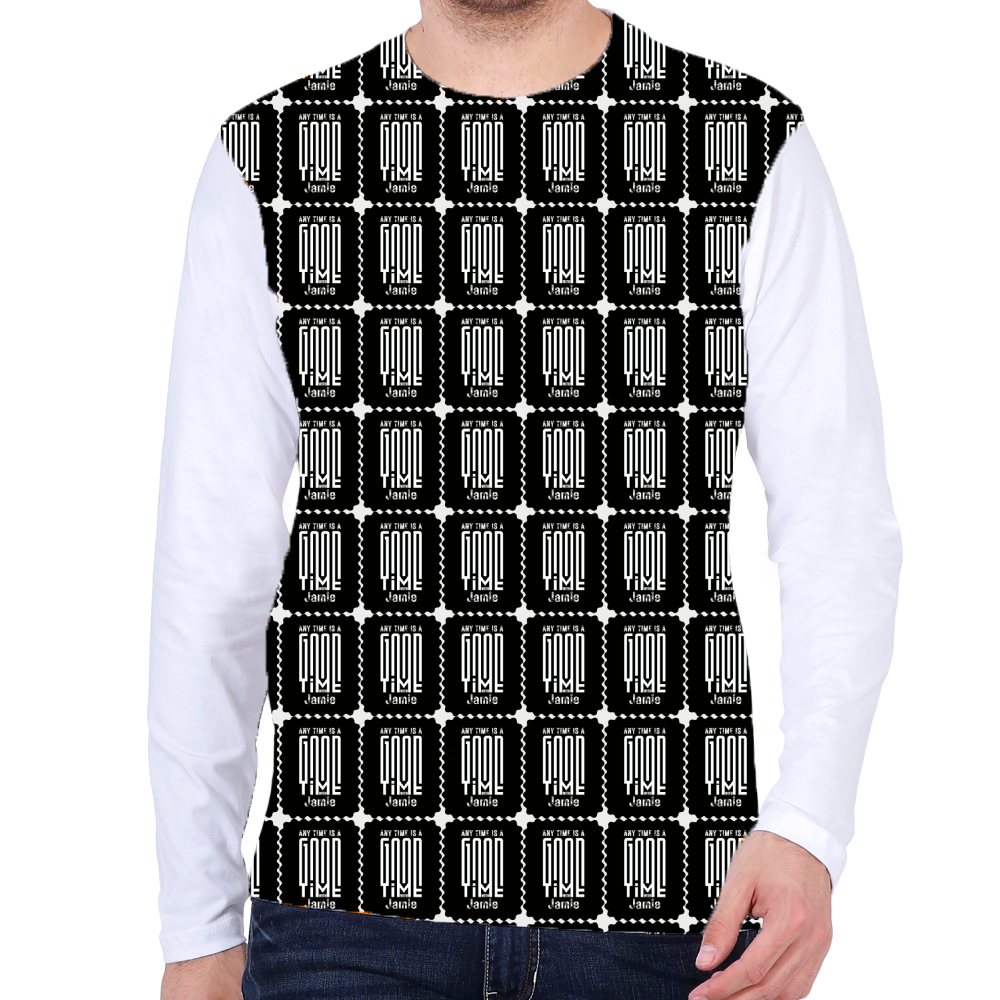 Men's Full Sleeve Tee | Regular Fit | 180 GSM Spun Polyester | Fade-Proof Print, Double Stitched | Men | Personalized | Modern | Positive Outlook | Everyday | Positive - front - White - mockup 1