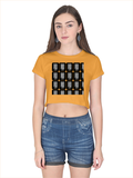 Female Crop Top | Women's Regular Fit | 180 GSM Bio-Washed Cotton | Double Stitched, Pre-Shrunk | For Her | Personalized | DTG | Modern | Positive Outlook | Everyday | Positive - front - Golden Yellow - mockup 1
