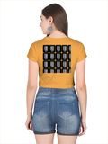 Female Crop Top | Women's Regular Fit | 180 GSM Bio-Washed Cotton | Double Stitched, Pre-Shrunk | For Her | Personalized | DTG | Modern | Positive Outlook | Everyday | Positive - back - Golden Yellow - mockup 2