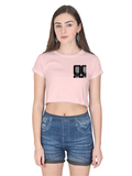 Female Crop Top | Women's Regular Fit | 180 GSM Bio-Washed Cotton | Double Stitched, Pre-Shrunk | For Her | Personalized | DTG | Modern | Positive Outlook | Everyday | Positive - left pocket - Light Baby Pink - mockup 3
