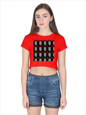 Women's Crop Top | Regular Fit | 180 GSM Bio-Washed Cotton | DTF Print Ready | Durable | Pre-Shrunk | Personalized | DTF | Modern | Positive Outlook | Everyday | Positive - front - Red - mockup 1