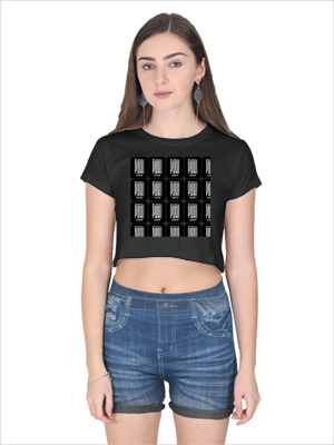 Female Crop Top | Regular Fit | 180 GSM Bio-Washed Cotton | Double Stitched, Ribbed Neck | Women | Personalized | Embroidery | Modern | Positive Outlook | Everyday | Positive - front - Black - mockup 1