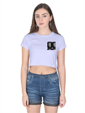 Female Crop Top | Regular Fit | 180 GSM Bio-Washed Cotton | Double Stitched, Ribbed Neck | Women | Personalized | Embroidery | Modern | Positive Outlook | Everyday | Positive - left pocket - Lavender - mockup 3