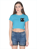 Female Crop Top | Regular Fit | 180 GSM Bio-Washed Cotton | Double Stitched, Ribbed Neck | Women | Personalized | Embroidery | Modern | Positive Outlook | Everyday | Positive - left pocket - SkyBlue - mockup 3