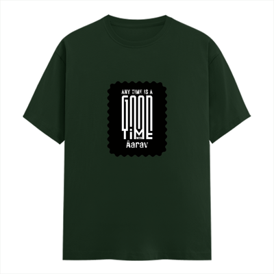 Men's Classic Crew T-Shirt | Regular Fit | 180 GSM Bio-Washed Cotton | DTF Print Ready | Pre-Shrunk, Durable | Personalized | DTF | Modern | Positive Outlook | Everyday | Positive - front - Bottle Green - mockup 1