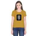 Female Classic Crew T-Shirt | Regular Fit | 180 GSM Bio-Washed Cotton | Pre-Shrunk, Double-Stitched | Women | Personalized | Embroidery | Modern | Positive Outlook | Everyday | Positive - front - Mustard Yellow - mockup 1