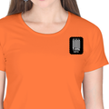 Female Classic Crew T-Shirt | Regular Fit | 180 GSM Bio-Washed Cotton | Pre-Shrunk, Double-Stitched | Women | Personalized | Embroidery | Modern | Positive Outlook | Everyday | Positive - left pocket - Orange - mockup 3