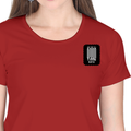 Female Classic Crew T-Shirt | Regular Fit | 180 GSM Bio-Washed Cotton | Pre-Shrunk, Double-Stitched | Women | Personalized | Embroidery | Modern | Positive Outlook | Everyday | Positive - left pocket - Red - mockup 3