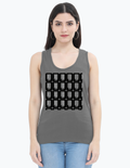 Women's Tank Top | Regular Fit | 180 GSM Bio-Washed Cotton | DTG Print | Pre-Shrunk, Double-Stitched | Personalized | DTG | Modern | Positive Outlook | Everyday | Positive - front - Charcoal Melange - mockup 1