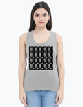 Women's Tank Top | Regular Fit | 180 GSM Bio-Washed Cotton | DTG Print | Pre-Shrunk, Double-Stitched | Personalized | DTG | Modern | Positive Outlook | Everyday | Positive - front - Grey Melange - mockup 1