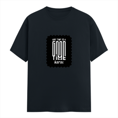Male Classic Crew T-Shirt | Men's Regular Fit | 180 GSM Bio-Washed Cotton Blend | Embroidery | Pre-Shrunk, Double-Stitched | Personalized | Modern | Positive Outlook | Everyday | Positive - front - Navy Blue - mockup 1