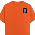 Male Classic Crew T-Shirt | Men's Regular Fit | 180 GSM Bio-Washed Cotton Blend | Embroidery | Pre-Shrunk, Double-Stitched | Personalized | Modern | Positive Outlook | Everyday | Positive - left pocket - Orange - mockup 3