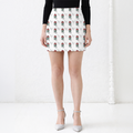 Female Mini Skirt | All Over Print | Poly Spandex | Elastic Waistband | Women's | Personalized | Bold | Career | Everyday | Empowering - front - White - mockup 1
