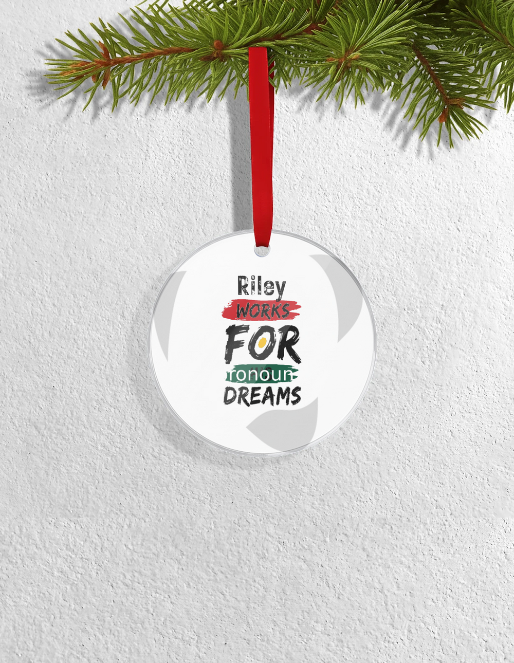 Christmas Ornaments | 3x3-inch | Acrylic UV Printed | Lightweight, Waterproof, Fade-Proof, Satin Ribbon | Unisex Adult | Personalized | Bold | Career | Everyday | Empowering - front_Circle - Circle - mockup 1