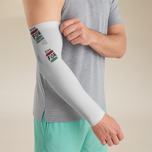 Men's Arm Sleeves | Standard Fit | Poly-Spandex | UV Protection, Compression, Breathable | Unisex | Personalized | Bold | Career | Everyday | Empowering - right sleeve - White - mockup 2