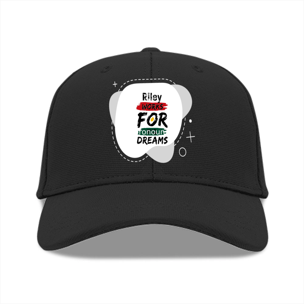 Baseball Ottoman Cap | Universal Fit Adjustable | Polyester Fabric | Structured, Lightweight, Breathable | Unisex Adults | Personalized | Embroidery | Bold | Career | Everyday | Empowering - front - Black - mockup 1