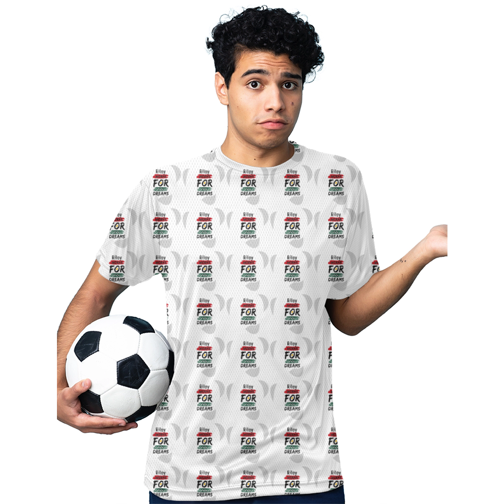 AOP Sports T-Shirt | Kids Unisex | 170 GSM Polyester | Sublimation Print | Breathable, Durable, Fade-Proof | Personalized | Bold | Career | Everyday | Empowering - front - White - mockup 1