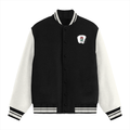 Varsity Jacket | Unisex Fit | 100% Cotton DTG | Ribbed Hems, Button Closure, Pockets | Unisex | Personalized | DTG | Bold | Career | Everyday | Empowering - left pocket - Black - mockup 1
