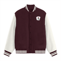Varsity Jacket | Unisex Fit | 100% Cotton DTG | Ribbed Hems, Button Closure, Pockets | Unisex | Personalized | DTG | Bold | Career | Everyday | Empowering - left pocket - Maroon - mockup 1