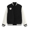 Varsity Jacket | Unisex Fit | 100% Cotton DTG | Ribbed Hems, Button Closure, Pockets | Unisex | Personalized | DTG | Bold | Career | Everyday | Empowering - right pocket - Black - mockup 2