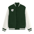 Varsity Jacket | Unisex Fit | 100% Cotton DTG | Ribbed Hems, Button Closure, Pockets | Unisex | Personalized | DTG | Bold | Career | Everyday | Empowering - right pocket - Bottle Green - mockup 2