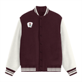 Varsity Jacket | Unisex Fit | 100% Cotton DTG | Ribbed Hems, Button Closure, Pockets | Unisex | Personalized | DTG | Bold | Career | Everyday | Empowering - right pocket - Maroon - mockup 2