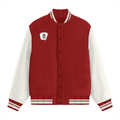 Varsity Jacket | Unisex Fit | 100% Cotton DTG | Ribbed Hems, Button Closure, Pockets | Unisex | Personalized | DTG | Bold | Career | Everyday | Empowering - right pocket - Red - mockup 2
