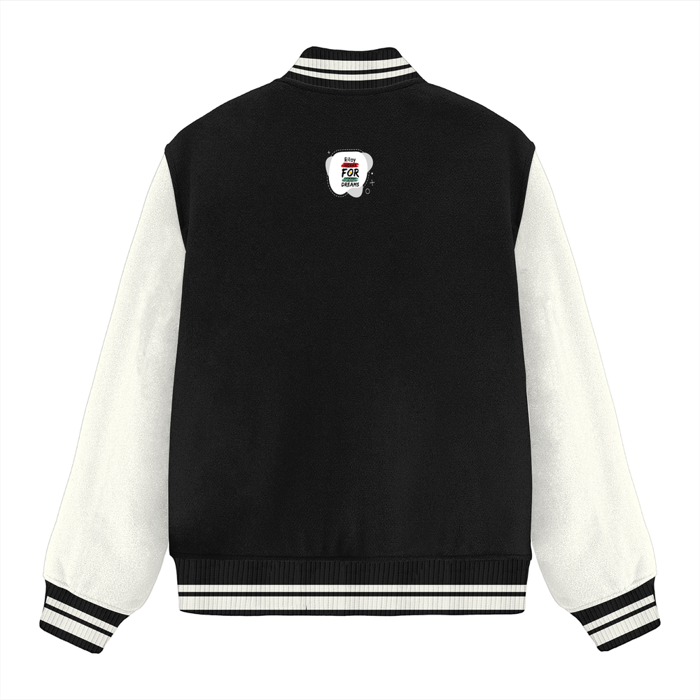 Varsity Jacket | Unisex Fit | 100% Cotton DTG | Ribbed Hems, Button Closure, Pockets | Unisex | Personalized | DTG | Bold | Career | Everyday | Empowering - back - Black - mockup 3