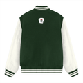 Varsity Jacket | Unisex Fit | 100% Cotton DTG | Ribbed Hems, Button Closure, Pockets | Unisex | Personalized | DTG | Bold | Career | Everyday | Empowering - back - Bottle Green - mockup 3