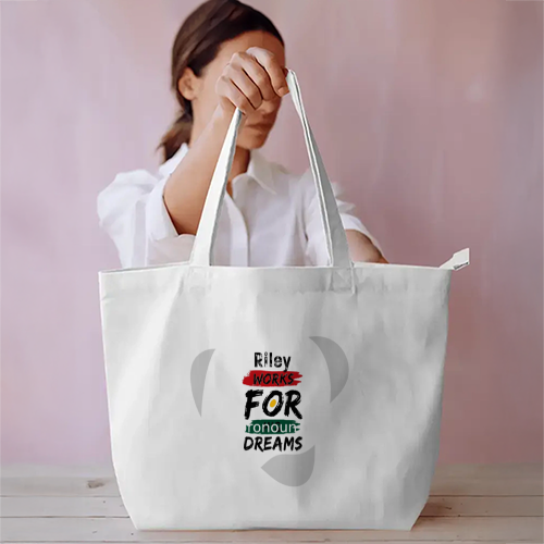 Everyday Large Tote Bag | Unisex | 100% Cotton, Nylon Lined | Zippered, Multi-Pocket, Water Bottle & Key Holder | Personalized | DTG | Bold | Career | Everyday | Empowering - front - mockup 1