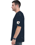 Acid Wash Oversized Tee | Unisex Relaxed Fit | 100% Super-Combed Cotton (240 GSM) DTF | Lycra Ribbed Neck, Pre-Shrunk | Adult | Personalized | DTF | Bold | Career | Everyday | Empowering - left sleeve - Navy Blue - mockup 5