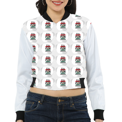 Women's Bomber Jacket | All-Over Print | Premium Poly Brushed Fleece | Ribbed Trim, Zipper Closure | Women | Personalized | Bold | Career | Everyday | Empowering - front - White - mockup 1
