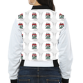 Women's Bomber Jacket | All-Over Print | Premium Poly Brushed Fleece | Ribbed Trim, Zipper Closure | Women | Personalized | Bold | Career | Everyday | Empowering - back - White - mockup 2
