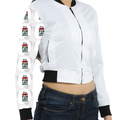 Women's Bomber Jacket | All-Over Print | Premium Poly Brushed Fleece | Ribbed Trim, Zipper Closure | Women | Personalized | Bold | Career | Everyday | Empowering - right sleeve - White - mockup 4