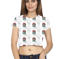 Female Womens Crop Top | Regular Fit | Spun Polyester AOP | Fade-Proof & Comfortable | Women's | Personalized | Bold | Career | Everyday | Empowering - front - White - mockup 1