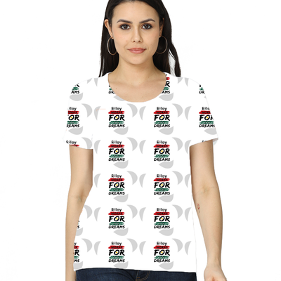 Women's All-Over Print T-Shirt | Regular Fit | 180 GSM Spun Polyester | Fade-Proof Dye-Sublimation | Ladies | Personalized | Bold | Career | Everyday | Empowering - front - White - mockup 1